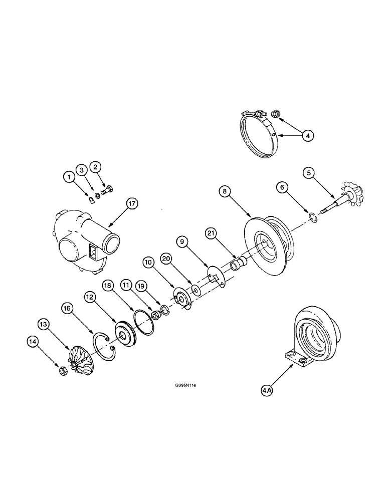 Схема запчастей Case IH DT-407 - (7-58) - TURBOCHARGER, 1026, 1256, 1456, 21026, 21256, 21456 TRACTORS & 915 COMBINES 