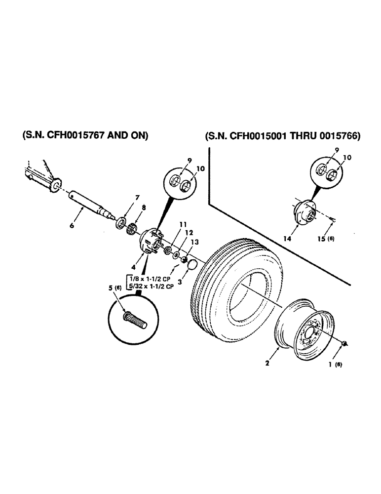 Схема запчастей Case IH 8450 - (024) - WHEEL AND AXLE ASSEMBLY, SERIAL NUMBER CFH0015767 AND ON, SERIAL NUMBER CFH0015001 THROUGH 0015766 (12) - MAIN FRAME