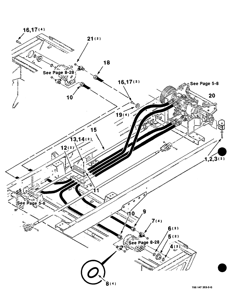 Схема запчастей Case IH 8825 - (08-10) - TRANSMISSION MOTORS AND HYDRAULIC LINE ASSEMBLY, SERIAL NUMBER CFH127600 AND LATER (08) - HYDRAULICS
