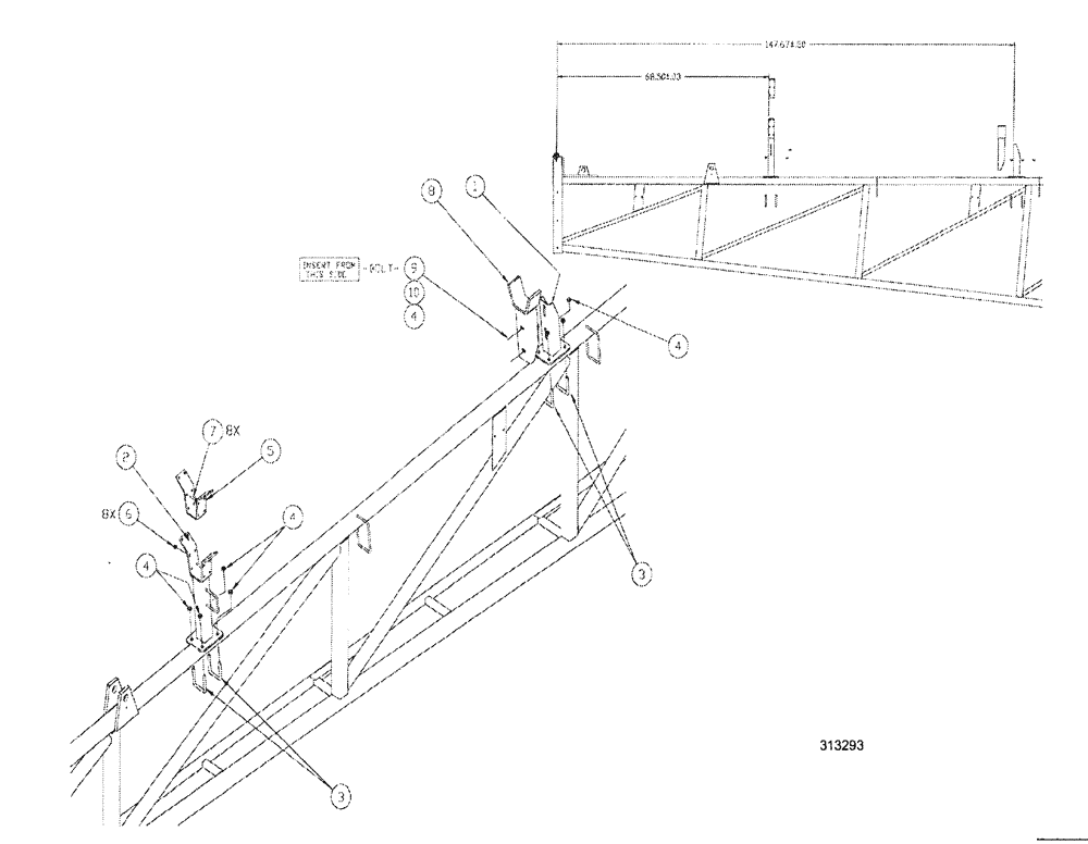 Схема запчастей Case IH SPX3200 - (08-013) - OUTER CRADLE ASSEMBLY - 90 (78) - SPRAYING