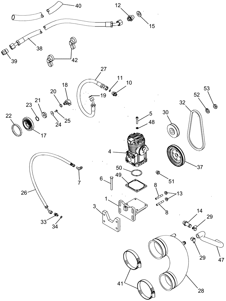 Схема запчастей Case IH MAGNUM 305 - (07-13) - TRAILER BRAKES - PNEUMATIC, AIR COMPRESSOR MOUNTING AND DRIVE (07) - BRAKES