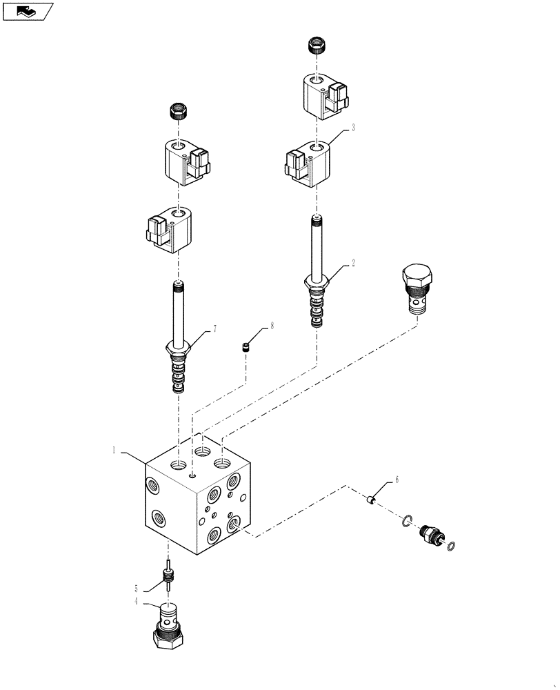 Схема запчастей Case IH 4420 - (06-040[02]) - VALVE, 2-BANK W/O FITTINGS, ENDING 01/2009 Hydraulic Plumbing