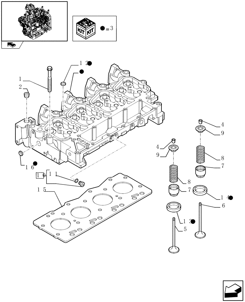 Схема запчастей Case IH FARMALL 95C - (0.06.0) - CYLINDER HEAD (01) - ENGINE
