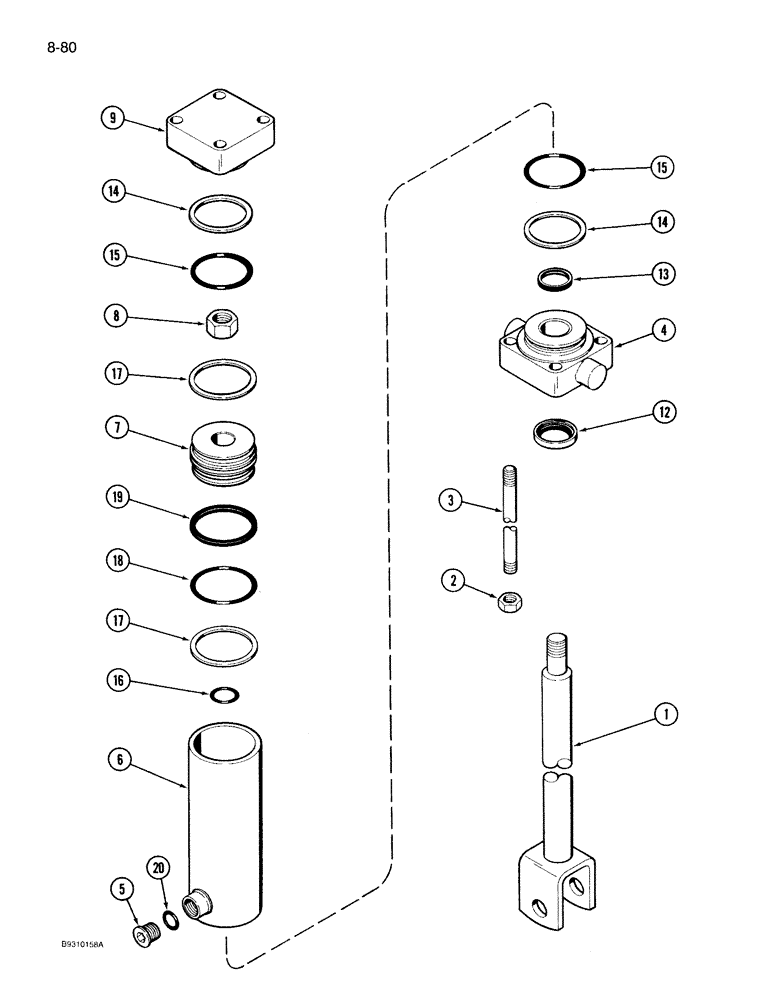 Схема запчастей Case IH 950 - (8-080) - DRIVE/CARRYING WHEEL MASTER HYDRAULIC CYLINDER (08) - HYDRAULICS