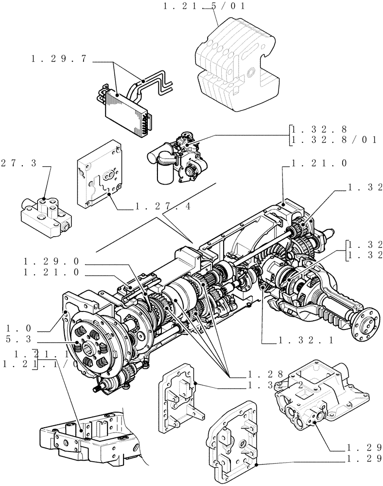 Схема запчастей Case IH MXU100 - (SEC. 03[01]) - TRANSMISSION (00) - GENERAL