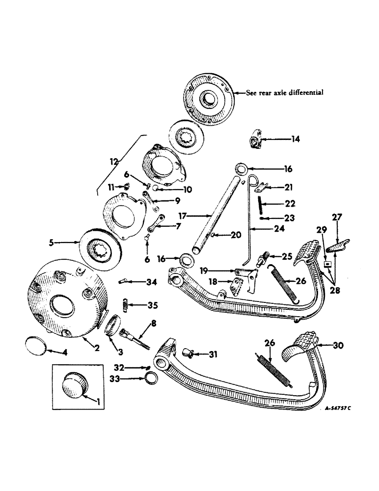 Схема запчастей Case IH 606 - (132) - BRAKES, BRAKES, BRAKE LOCK AND CONNECTIONS (5.1) - BRAKES