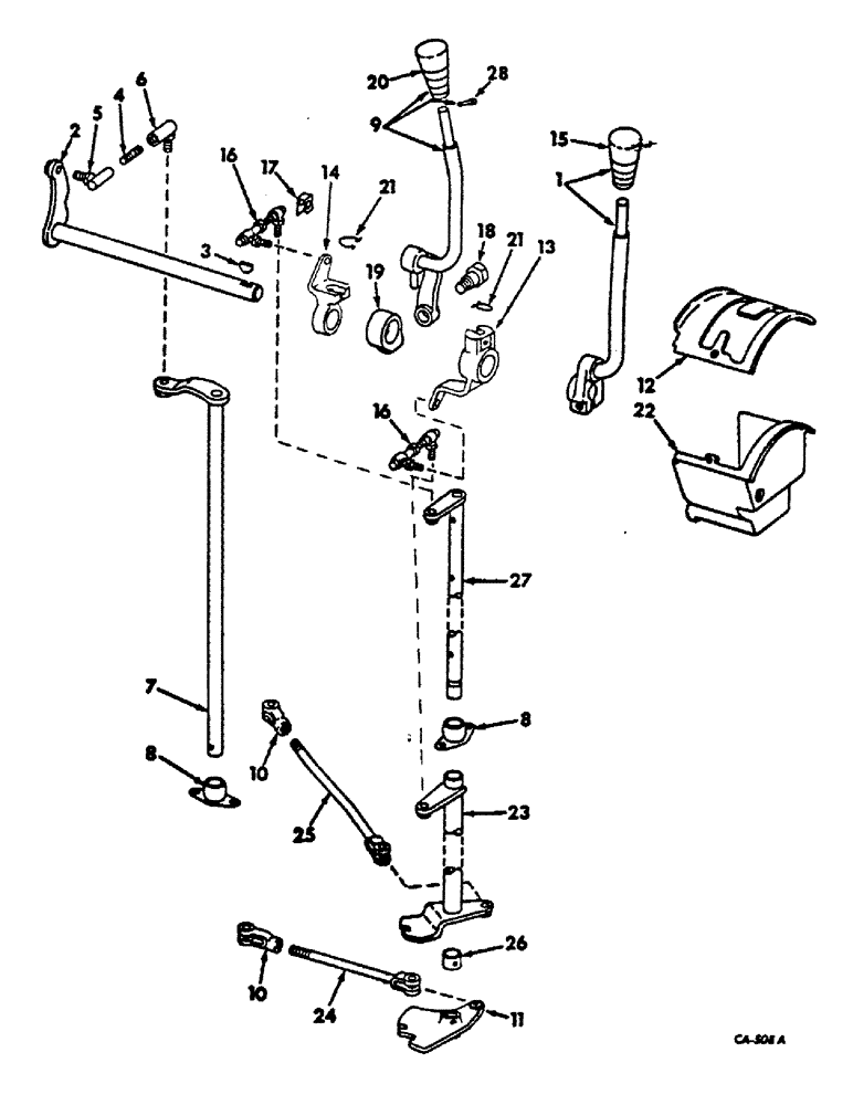 Схема запчастей Case IH 756 - (H-07) - CONTROLS, GEAR SHIFT LEVERS Controls