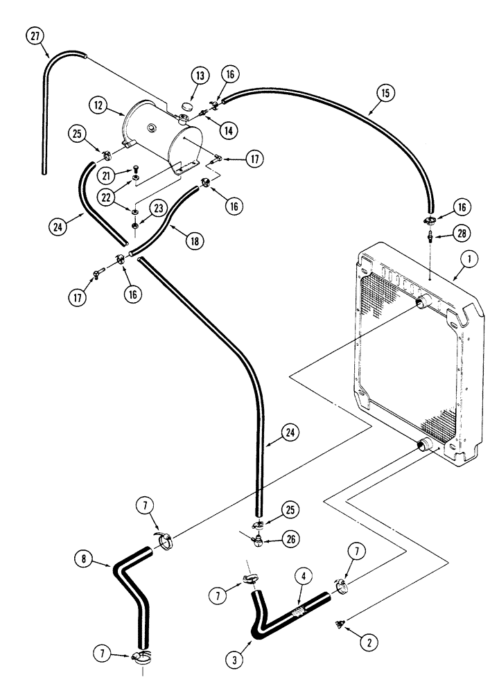 Схема запчастей Case IH 9250 - (2-008) - RADIATOR AND ATTACHING PARTS, 9250 AND 9260 TRACTORS, PRIOR TO P.I.N. JEE0033501 (02) - ENGINE