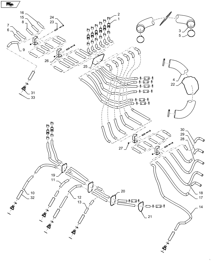 Схема запчастей Case IH 1250 - (80.150.29[04]) - BULK FILL - HOSES - 16 ROW, CENTER, MODEL YEAR 2011 (80) - CROP STORAGE/UNLOADING
