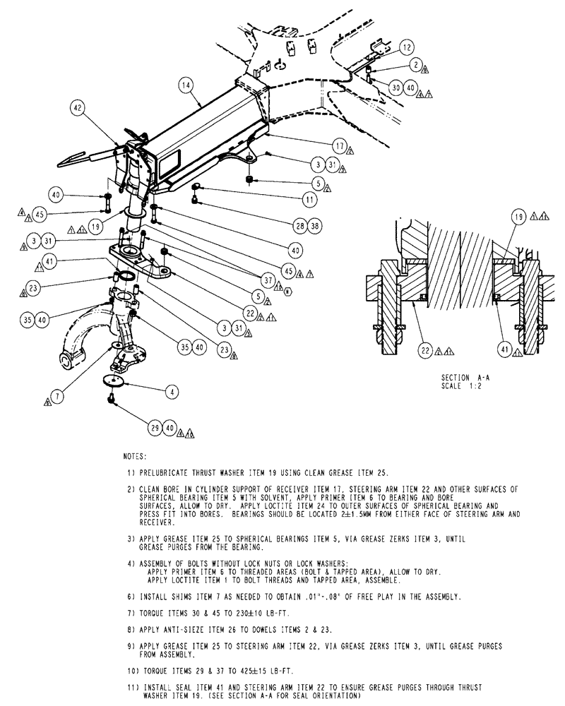 Схема запчастей Case IH SPX4410 - (04-010) - AXLE GROUP, STEER, LF Suspension & Frame