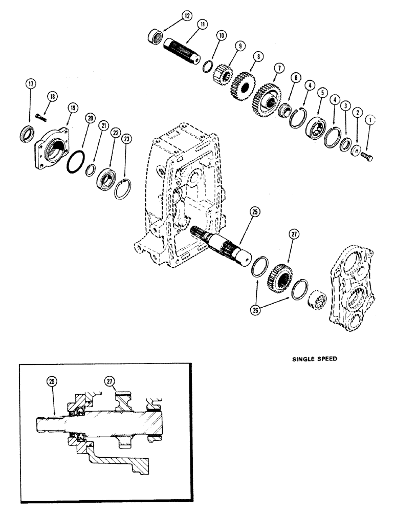 Схема запчастей Case IH 870 - (223A) - P.T.O. OUTPUT & IDLER SHAFTS, SINGLE SPEED (06) - POWER TRAIN