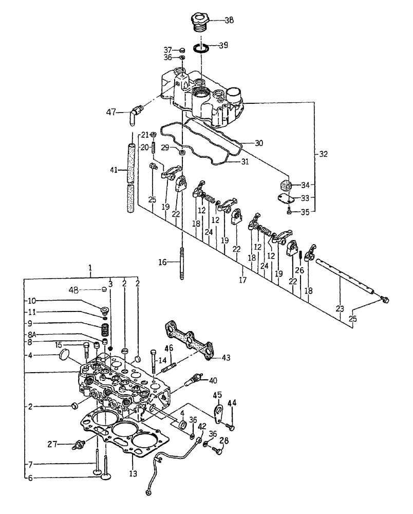 Схема запчастей Case IH DX24E - (01.03) - CYLINDER HEAD (01) - ENGINE