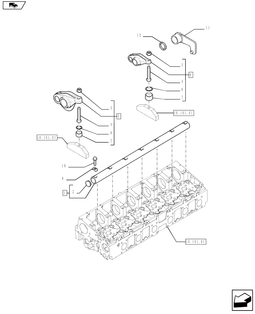 Схема запчастей Case IH F2CFE613N A010 - (10.106.02) - SHAFT & ROCKER ARMS (504312664) 