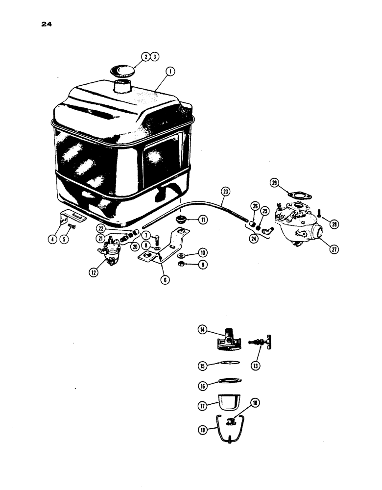 Схема запчастей Case IH 430 - (024) - FUEL SYSTEM, PRIOR TO S/N 8262800, 430 MODEL, 148B SPARK IGNITION ENGINE (02) - ENGINE