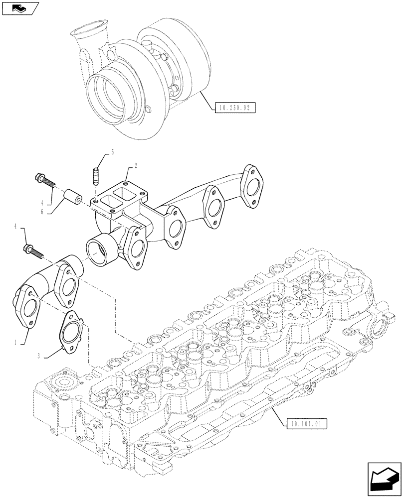 Схема запчастей Case IH F4DFE613B A004 - (10.254.05) - EXHAUST MANIFOLD (10) - ENGINE