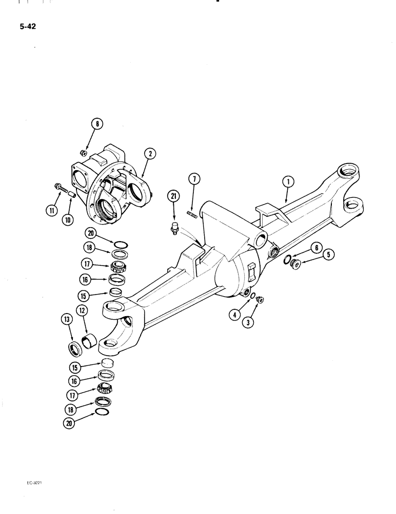 Схема запчастей Case IH 2096 - (5-042) - ZF MFD FRONT AXLES, PRIOR TO P.I.N. 17898102, AXLE HOUSING AND DIFFERENTIAL CARRIER (05) - STEERING