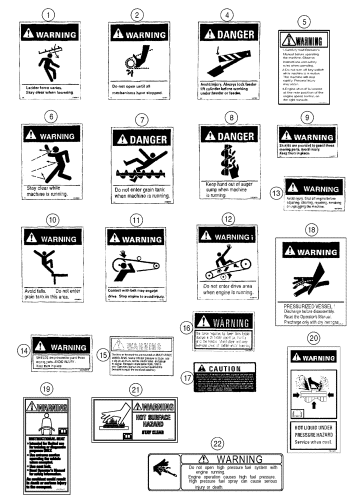 Схема запчастей Case IH 2388 - (09H-19) - DECALS - WARNING AND DANGER (12) - CHASSIS