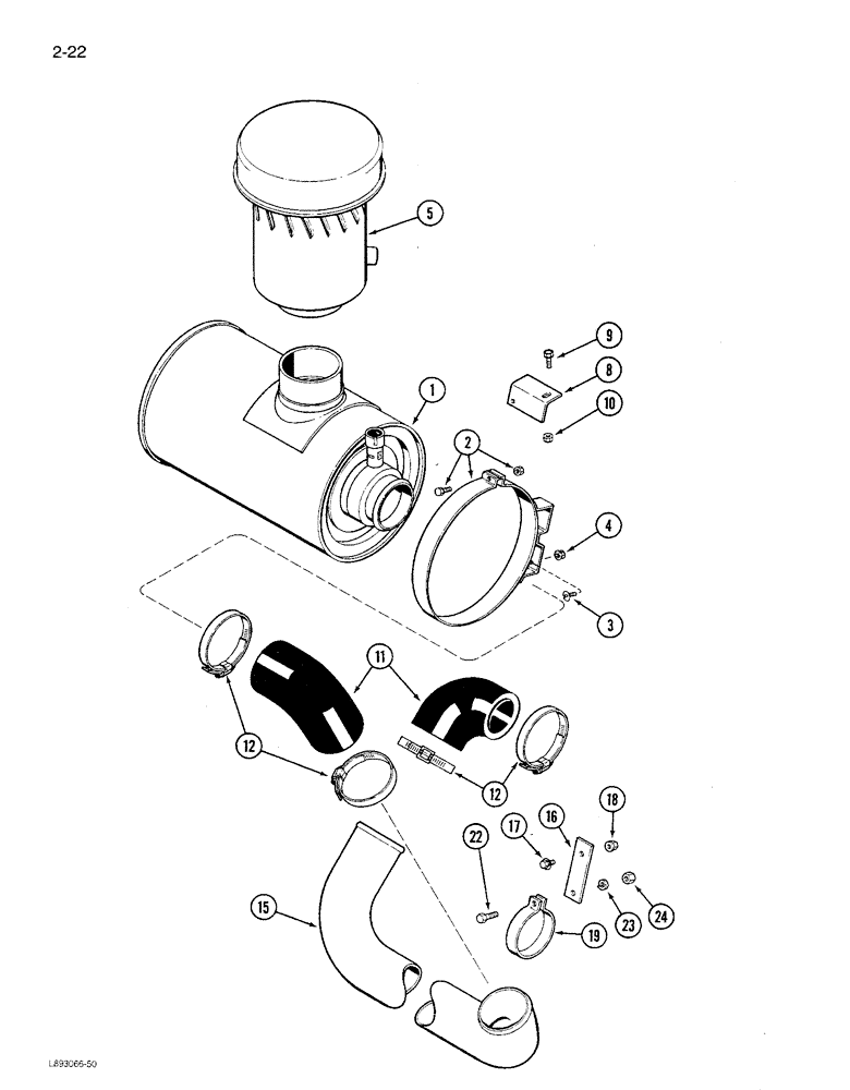 Схема запчастей Case IH 1680 - (2-022) - AIR INDUCTION SYSTEM, 6TA-830 ENGINE (01) - ENGINE