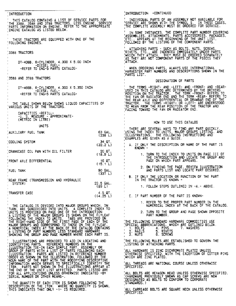 Схема запчастей Case IH 3388 - (00-05) - INTRODUCTION - FLUID CAPACITIES (00) - GENERAL