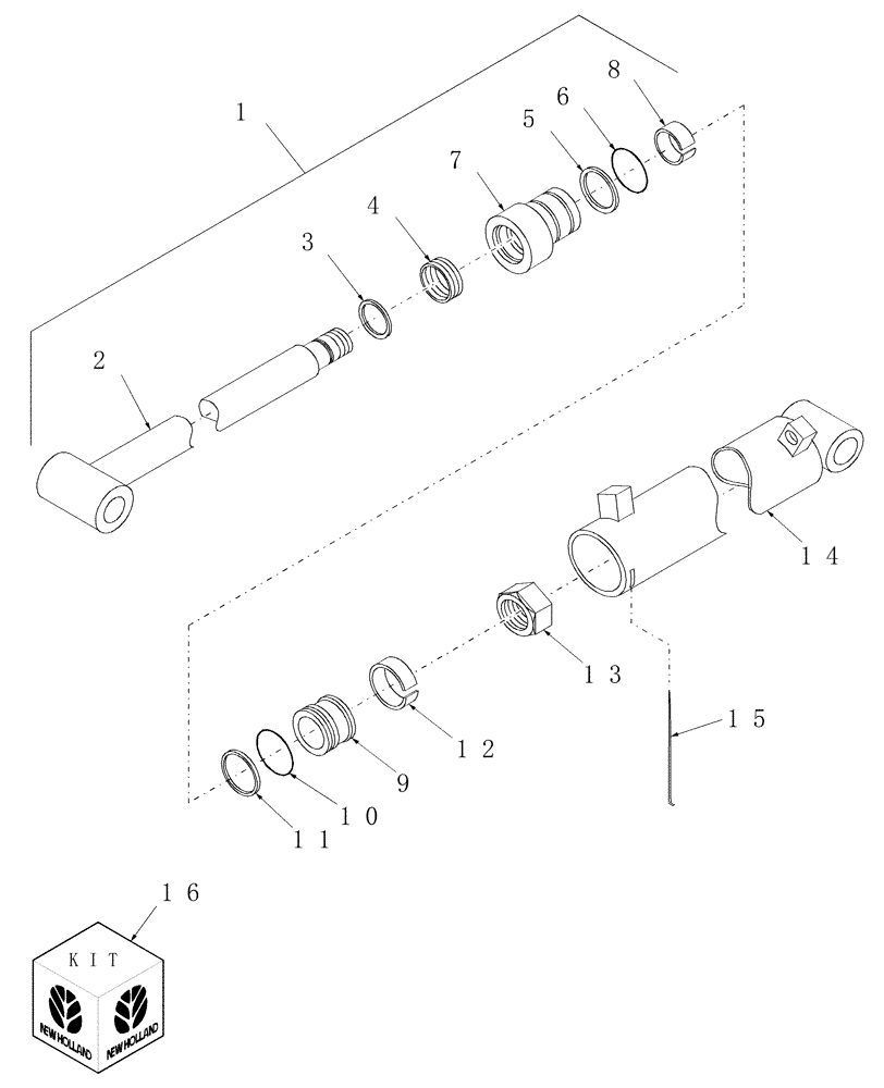 Схема запчастей Case IH BHX1114 - (50) - STABILIZER CYLINDER 3" (KP) - 44687 