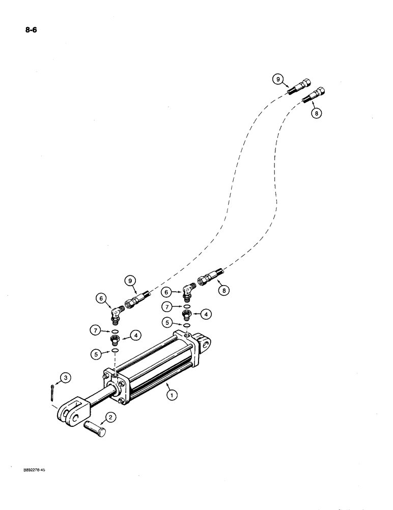 Схема запчастей Case IH 780 - (8-06) - TRANSPORT LIFT HYDRAULIC CIRCUIT, 4" OR 5" ID SINGLE CYLINDER (08) - HYDRAULICS