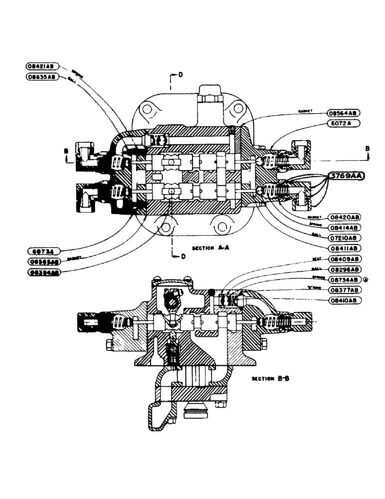Схема запчастей Case IH S-SERIES - (140) - HYDRAULIC SINGLE AND DUAL CONTROL UNIT, DUAL VALVE AND PUMP ASSEMBLY, SINGLE VALVE, S, SC, SO (08) - HYDRAULICS