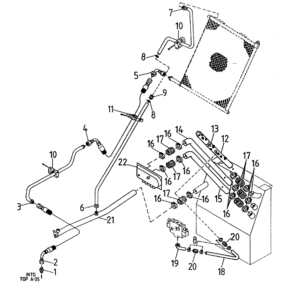 Схема запчастей Case IH 7000 - (B05-15) - HYDRAULIC SUCTION LINES (L10), UP TO AND INCLUDING SERIAL Hydraulic Components & Circuits
