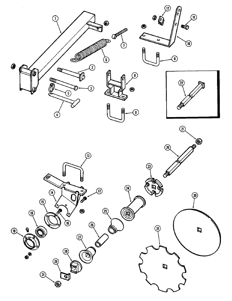 Схема запчастей Case IH F21 - (094) - 5 BLADE WING GANG, REAR LEFT, 9 INCH SPACING, F21, F21-9-234 & 252 
