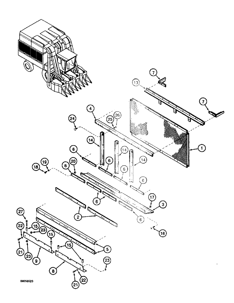 Схема запчастей Case IH 2055 - (9D-12) - RIGHT-HAND BASKET SIDE (16) - BASKET