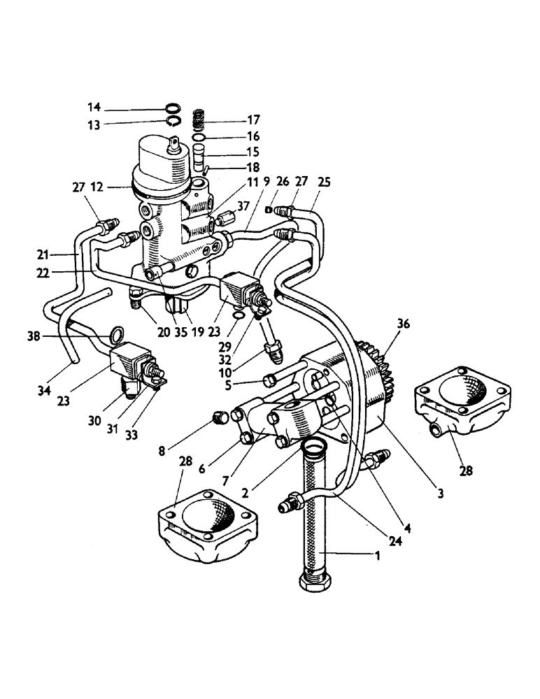 Схема запчастей Case IH 1212 - (C26) - GEARBOX, CONTROL VALVES AND PIPES, 1212 TRACTORS Gearbox