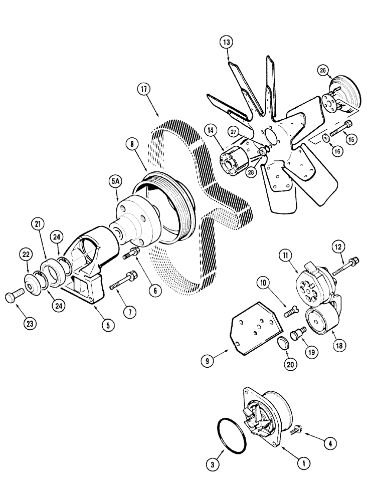 Схема запчастей Case IH MX135 - (02-16) - WATER PUMP AND FAN (02) - ENGINE