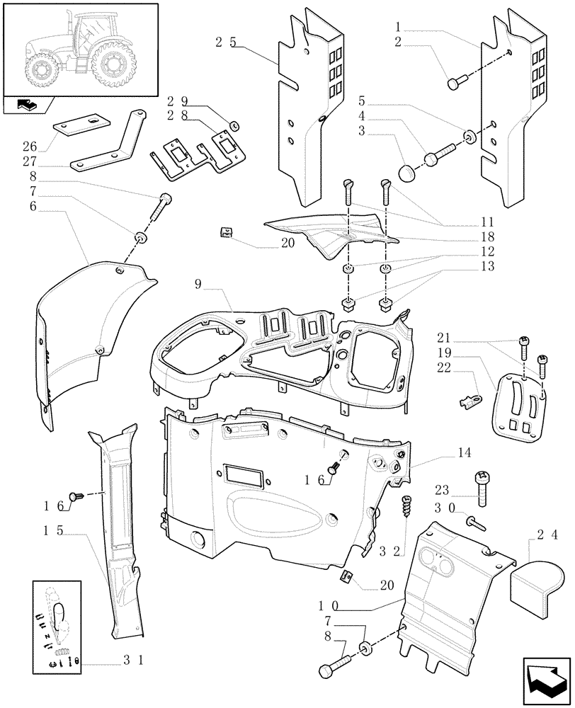 Схема запчастей Case IH PUMA 115 - (1.93.0[02A]) - CONTROLS COVER - D6514 (10) - OPERATORS PLATFORM/CAB