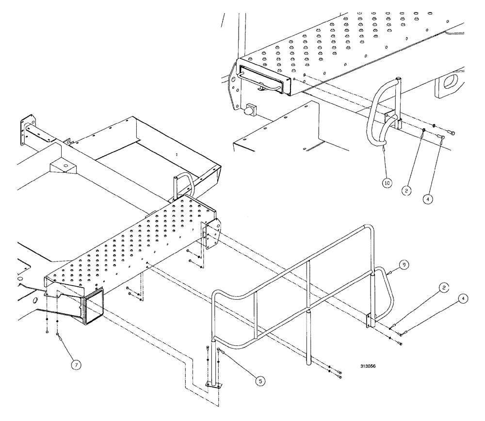 Схема запчастей Case IH SPX4260 - (124) - WALKWAY - HANDRAIL GROUP (90) - PLATFORM, CAB, BODYWORK AND DECALS