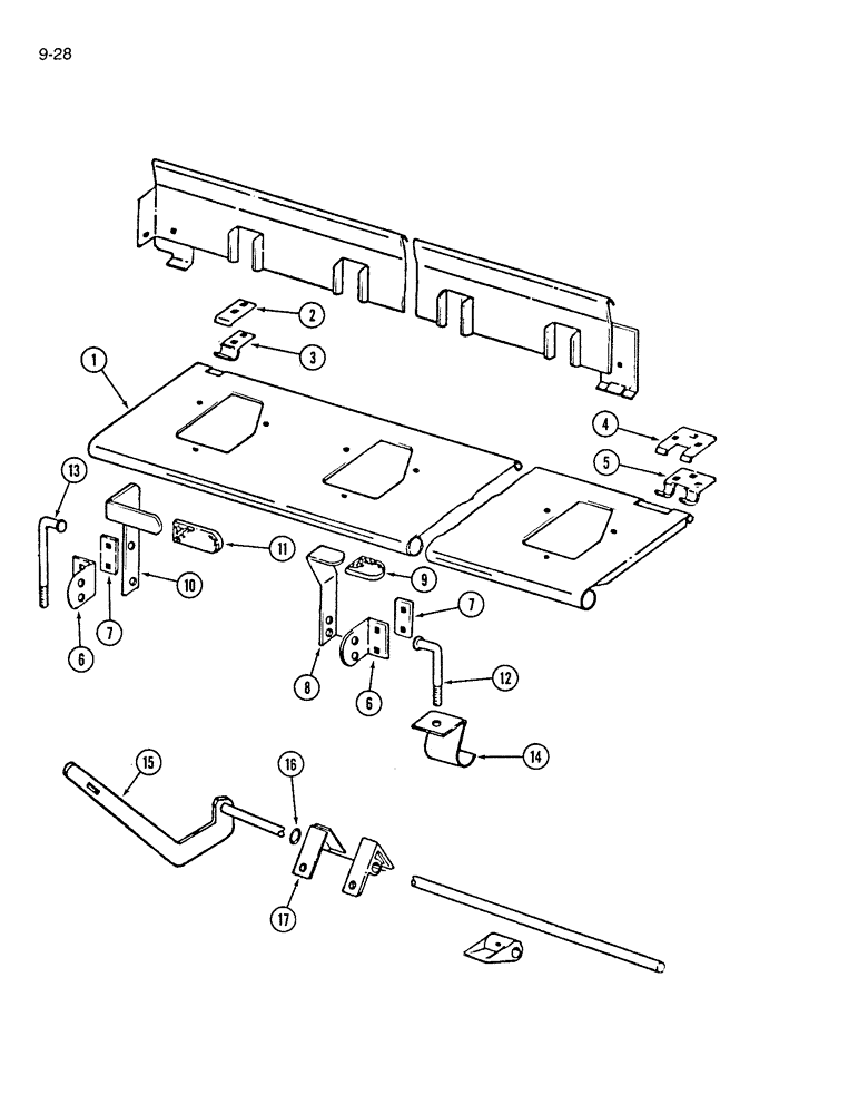 Схема запчастей Case IH 7200 - (9-028) - FERTILIZER DROP BOTTOM (09) - CHASSIS/ATTACHMENTS