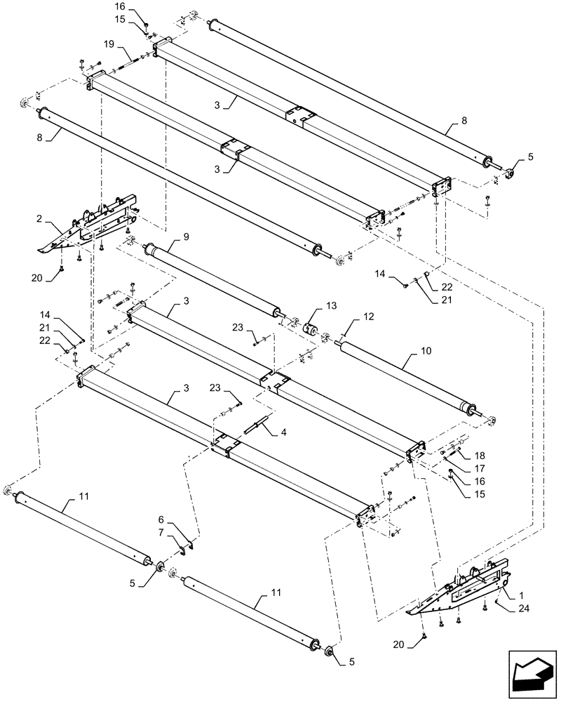 Схема запчастей Case IH 3016 - (60.220.02) - PICKUP FRAME, 12 HEADERS (60) - PRODUCT FEEDING