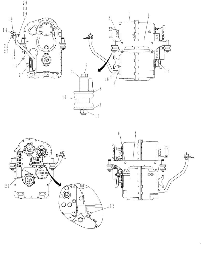 Схема запчастей Case IH STEIGER 400 - (21.100.01) - TRANSMISSION AND MOUNTING (21) - TRANSMISSION