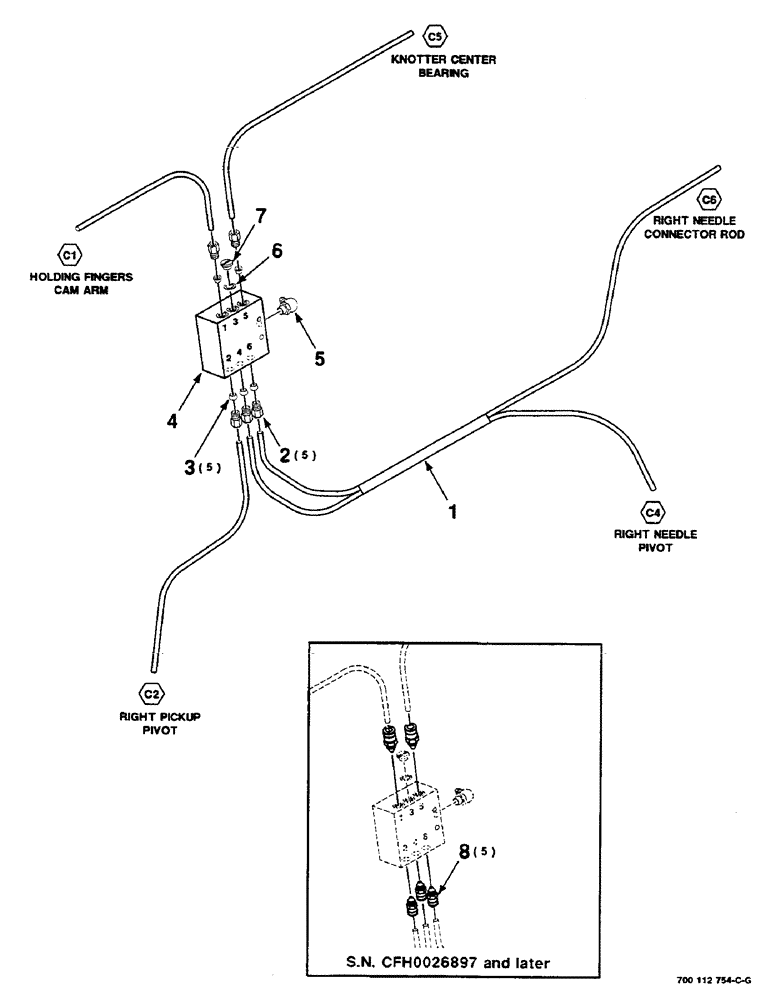 Схема запчастей Case IH 8580 - (06-50) - LUBE HARNESS AND VALVE ASSEMBLY, RIGHT, REAR (14) - BALE CHAMBER