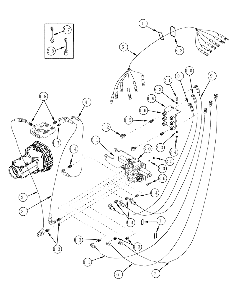 Схема запчастей Case IH L655 - (08-21) - HYDRAULICS EXTERNAL VALVE 3 Function Without Self Leveling (08) - HYDRAULICS
