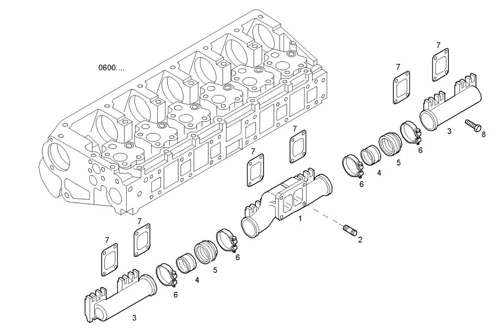 Схема запчастей Case IH F3BE0684G E901 - (0780.036) - EXHAUST MANIFOLD 