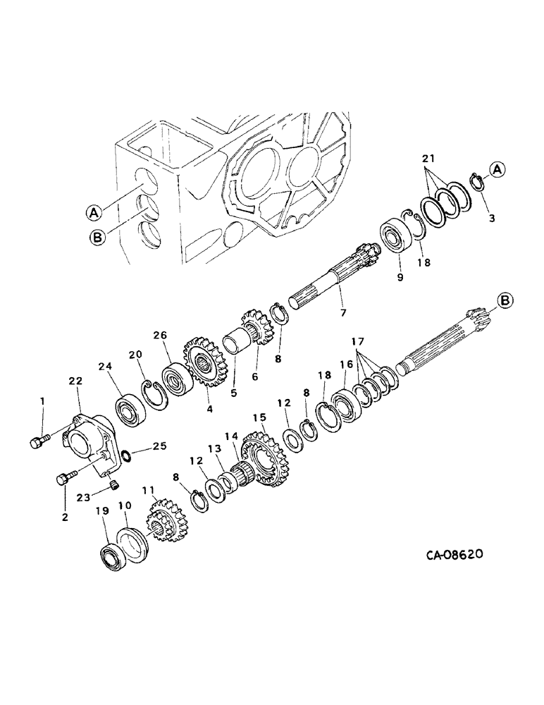 Схема запчастей Case IH 254 - (07-35) - DRIVE TRAIN, RANGE GEARS, SYNCHROMESH TRANSMISSION, 244 AND 254 (04) - Drive Train