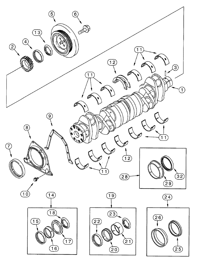 Схема запчастей Case IH 7220 - (2-094) - CRANKSHAFT, 6T-830 EMISSIONS CERTIFIED ENGINE, 7220 TRACTOR, TRACTOR P.I.N. JJA0064978 AND AFTER (02) - ENGINE