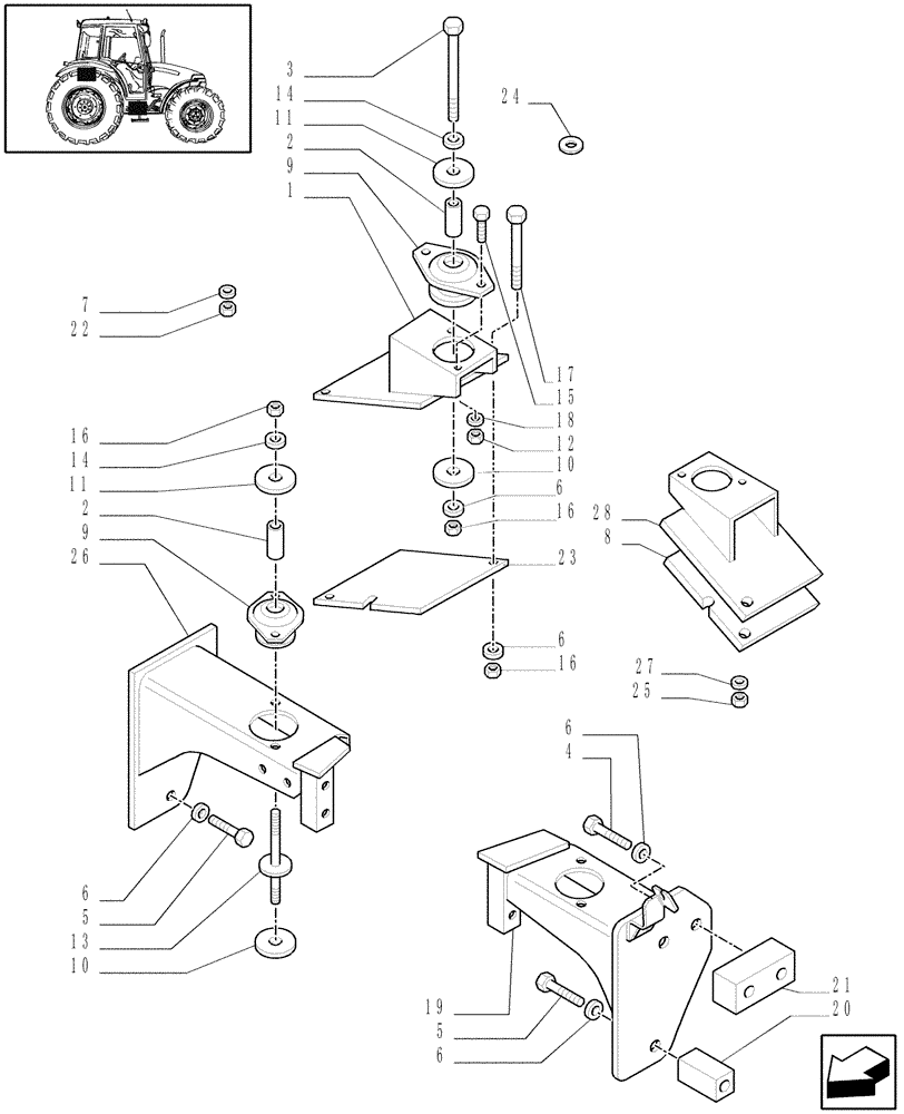 Схема запчастей Case IH JX95 - (1.87.0/03) - CAB SUPPORTS - FOR HIGH CLEARANCE VERSION (08) - SHEET METAL