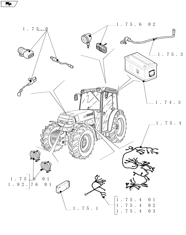 Схема запчастей Case IH FARMALL 95N - (SEC. 06) - ELECTRICAL SYSTEM (00) - GENERAL
