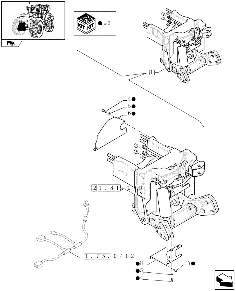 Схема запчастей Case IH PUMA 165 - (1.81.9/ C) - FRONT HPL FOR REAR REMOTES LESS PTO, LESS AUX. COUPLERS - LIFTER (07) - HYDRAULIC SYSTEM