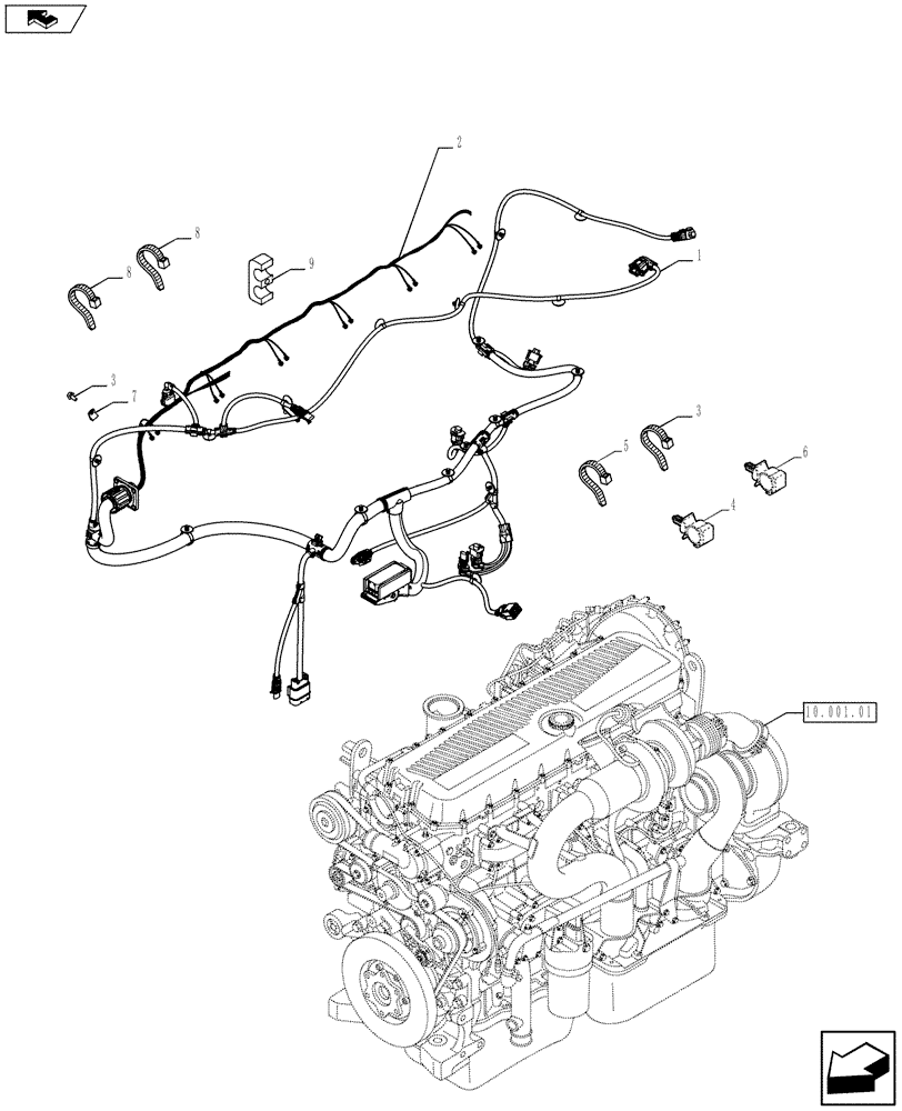 Схема запчастей Case IH F3DFA613B E003 - (55.100.05) - MOTOR ELECTRIC INSTALLATION (504386635/740) (55) - ELECTRICAL SYSTEMS