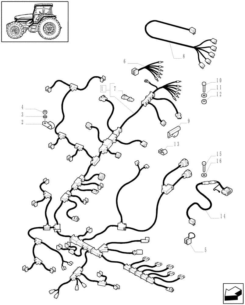 Схема запчастей Case IH MXM175 - (1.75.4[01A]) - ELECTRICAL SYSTEM CABLES - D5443 (06) - ELECTRICAL SYSTEMS