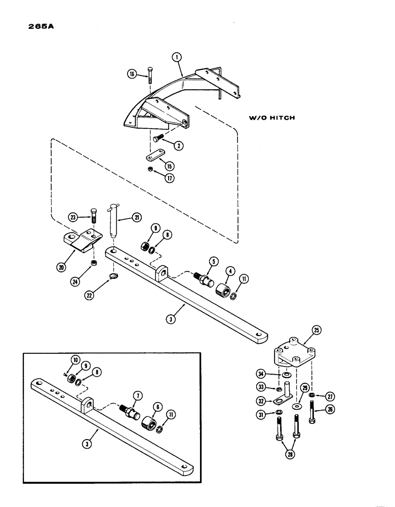 Схема запчастей Case IH 770 - (265A) - DRAWBAR, WITHOUT HITCH (09) - CHASSIS/ATTACHMENTS