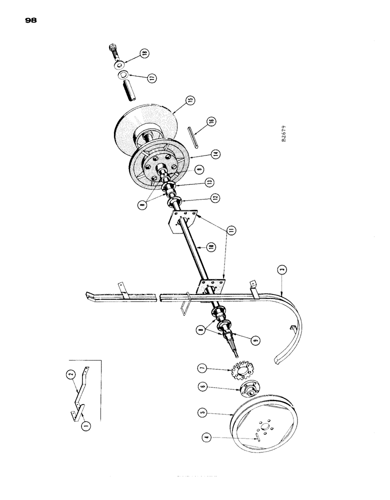 Схема запчастей Case IH 1660 - (098) - MAIN COMBINE DRIVE SHAFT, V.S. CYLINDER DRIVE (14) - MAIN GEARBOX & DRIVE