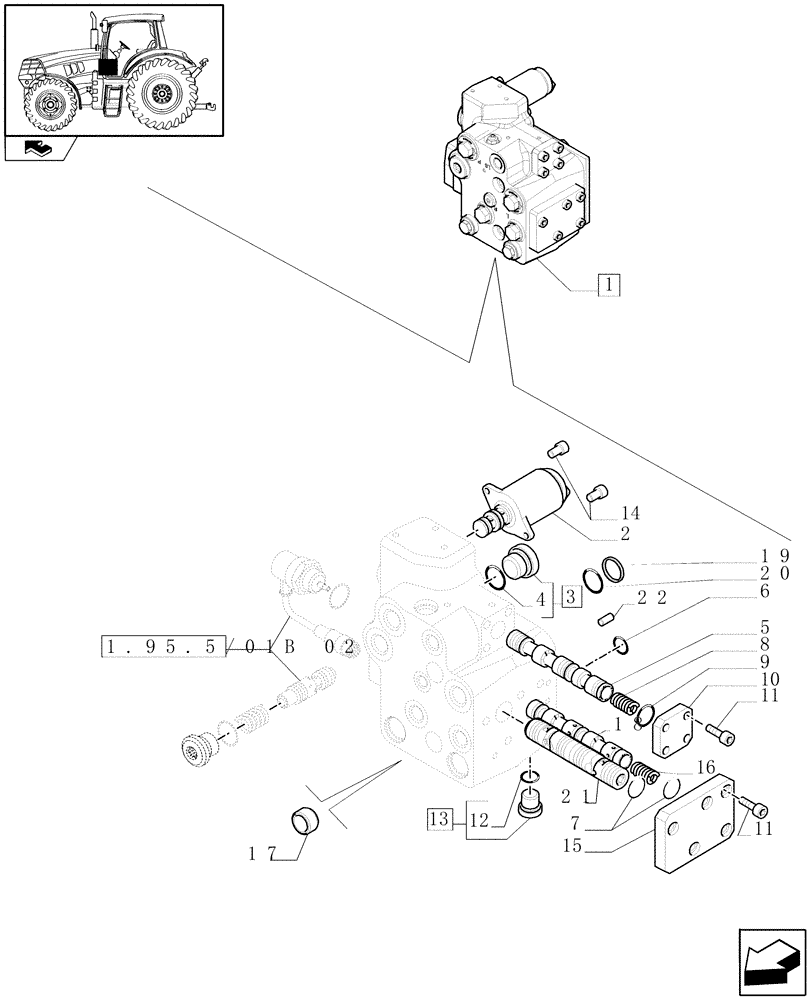 Схема запчастей Case IH PUMA 125 - (1.95.5/01B[01]) - VALVE - BREAKDOWN (10) - OPERATORS PLATFORM/CAB