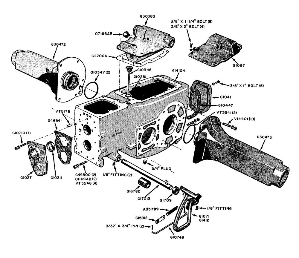 Схема запчастей Case IH 630 - (082) - TRANSMISSION CASE AND REAR AXLE HOUSINGS (06) - POWER TRAIN